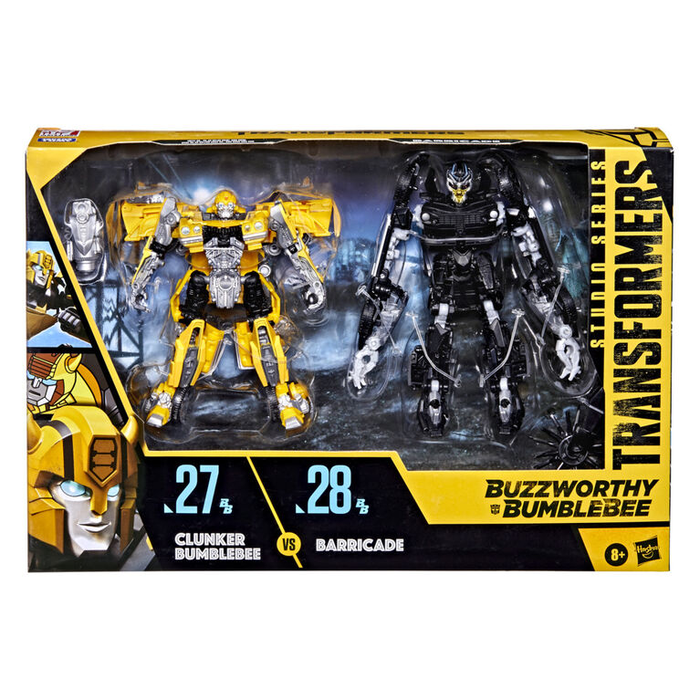 Transformers Buzzworthy Bumblebee Studio Series Deluxe - 27BB Clunker Bumblebee vs. 28BB Barricade - Exclusive - Collectables > Action Figures > toys -  Hasbro