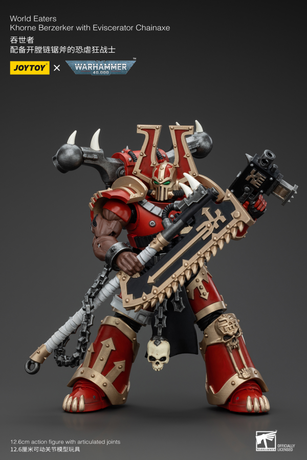 Warhammer 40K - World Eaters - Khorne Berzerker With Eviscerator Chainaxe - Collectables > Action Figures > toys -  Joy Toy