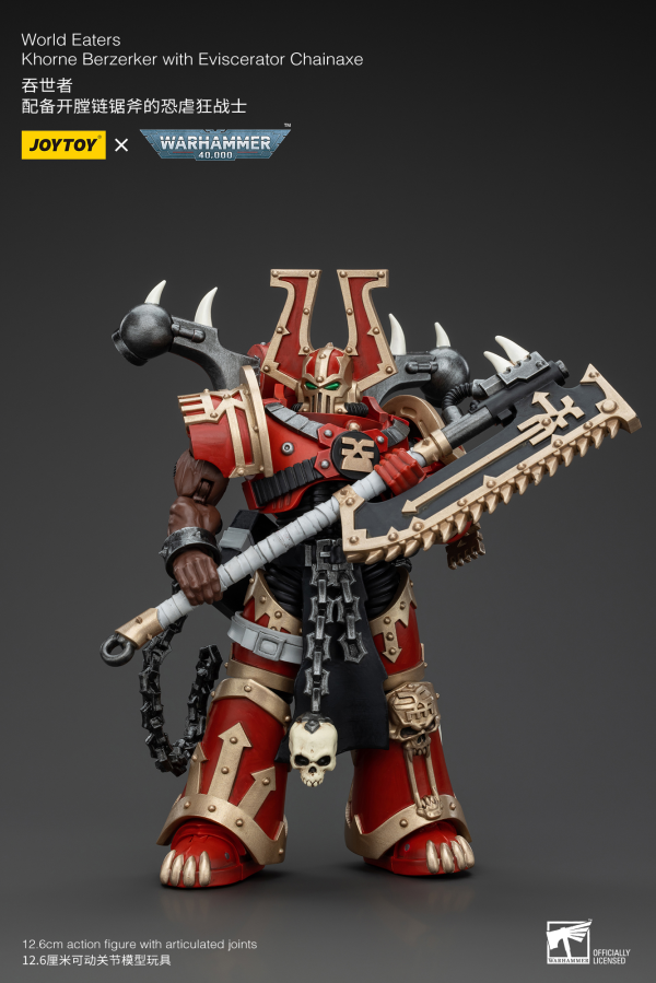 Warhammer 40K - World Eaters - Khorne Berzerker With Eviscerator Chainaxe - Collectables > Action Figures > toys -  Joy Toy