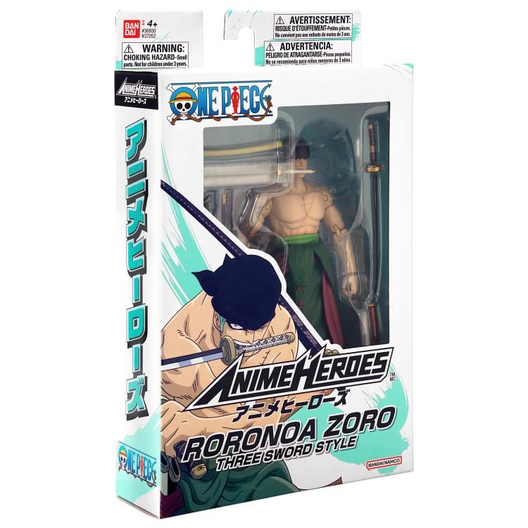 Anime Heroes - One Piece - Roronoa Zoro - Three Sword Style - Collectables > Action Figures > toys -  Bandai