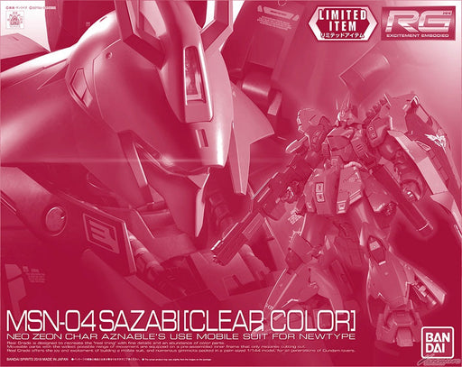 RG MSN-04 Sazabi [Clear Color Ver.] 1/144 - Exclusive - Collectables > Action Figures > toys -  Bandai