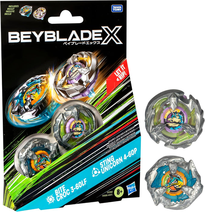 Beyblade X Bite Croc 3-60LF and Sting Unicorn 4-60P  Dual Pack Set