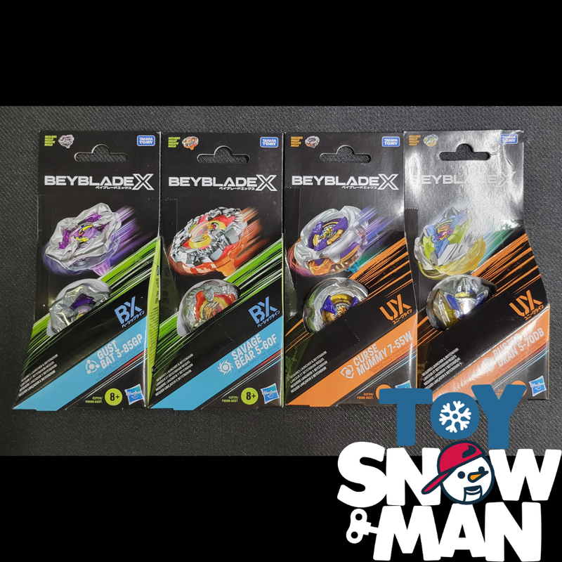 Beyblade X Gust Bat 3-85GP & Savage Bear 5-60F & Curse Mummy 7-55W & Buster Dran 5-70DB Bundle