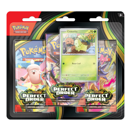 Pokémon TCG: Mega Evolution - Perfect Order - Blister Pack - Three Boosters - Chikorita Promo Card - Card Games > Collectables > TCG > CCG -  Pokemon TCG