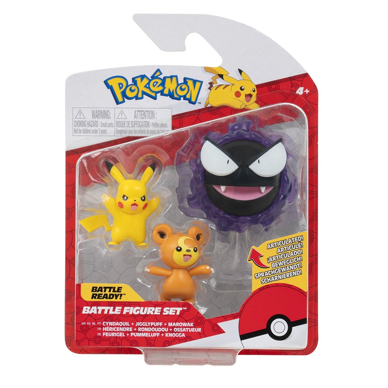 Pokémon - Battle Figure Set - Pikachu + Teddiursa + Gastly - Collectables > Action Figures > toys -  Jazwares