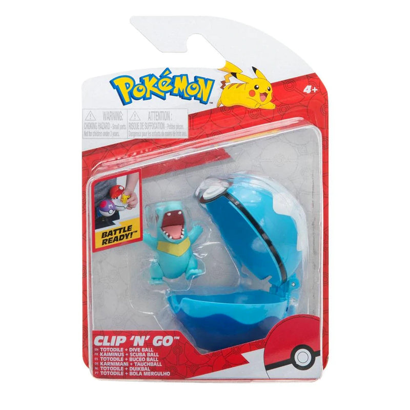 Pokémon - Clip 'N' Go - Totodile + Dive Ball - Collectables > Action Figures > toys -  Jazwares
