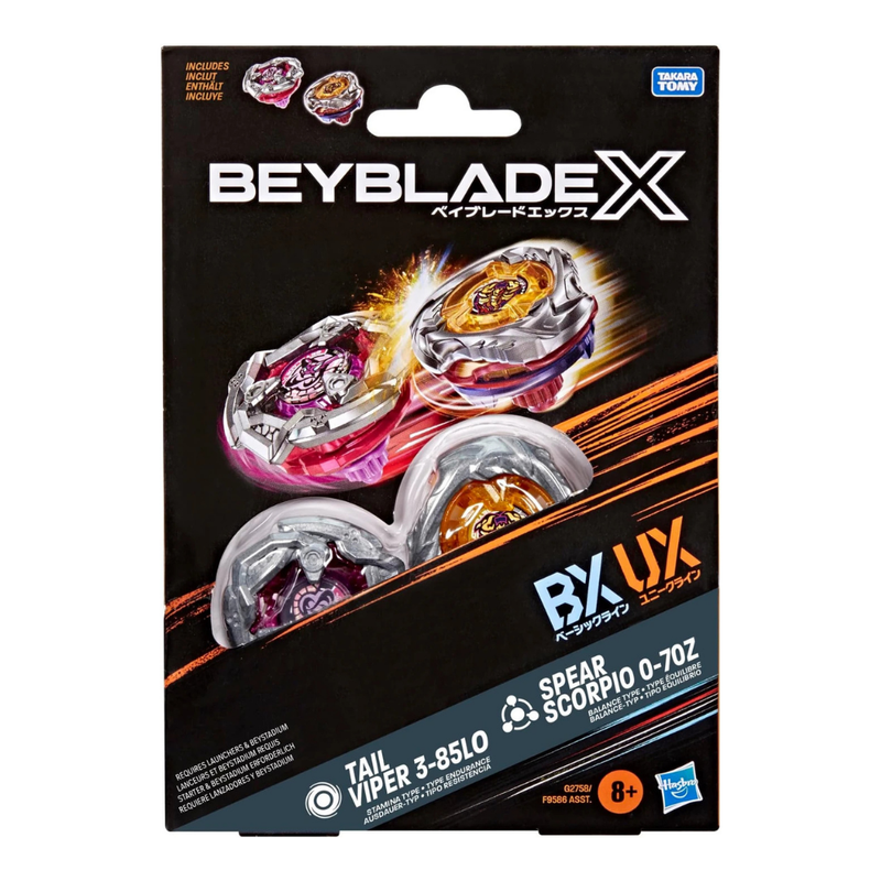 Beyblade X Tail Viper 3-85LO & Spear Scorpio 0-70Z Dual Pack