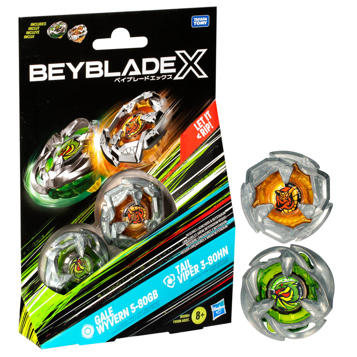 Beyblade X Gale Wyvern 5-80GB and Tail Viper 3-80HN Top Dual Pack Set