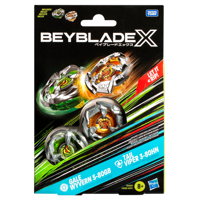 Beyblade X Gale Wyvern 5-80GB and Tail Viper 3-80HN Top Dual Pack Set