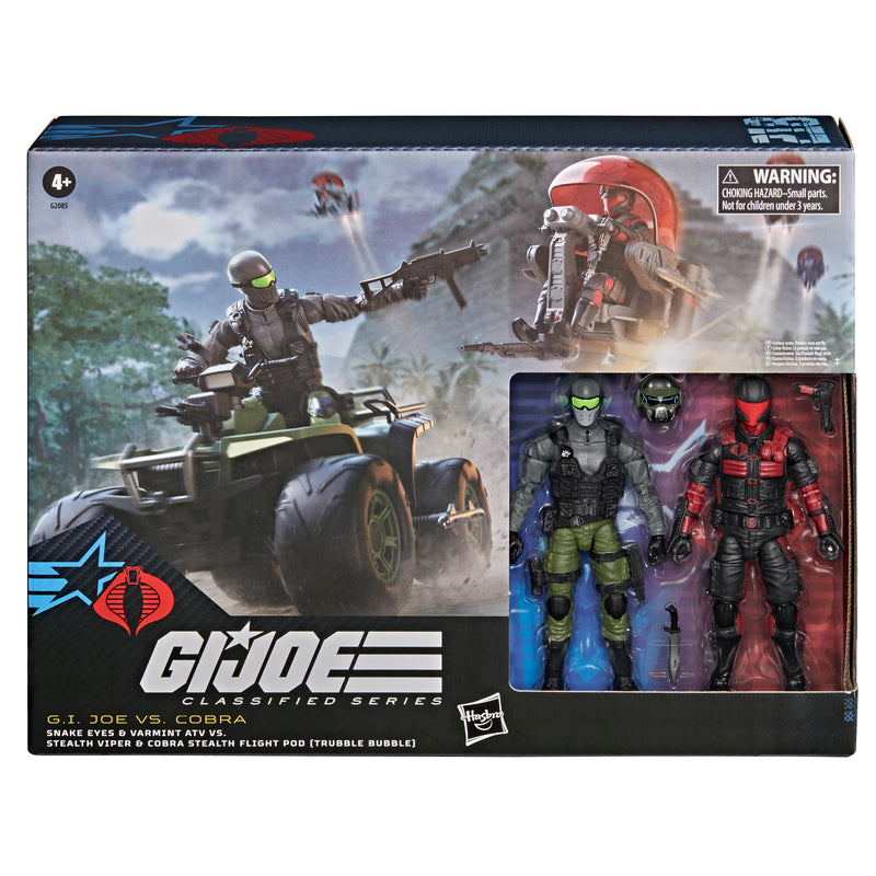 G.I. Joe Classified Series #218 Snake Eyes & Varmint ATV Vs. Stealth Viper & Cobra Stealth Flight Pod (Trubble Bubble) (Preorder Nov 2026)