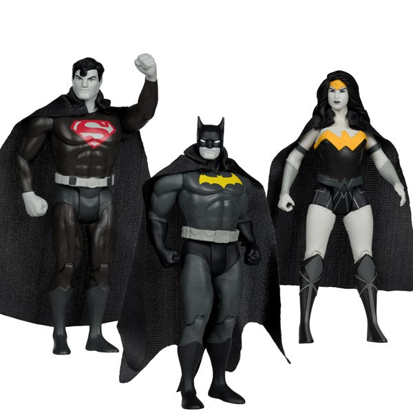 DC Super Powers Batman, Superman & Wonder Woman Black & White Accent Edition Gold - 3 Pack - SDCC