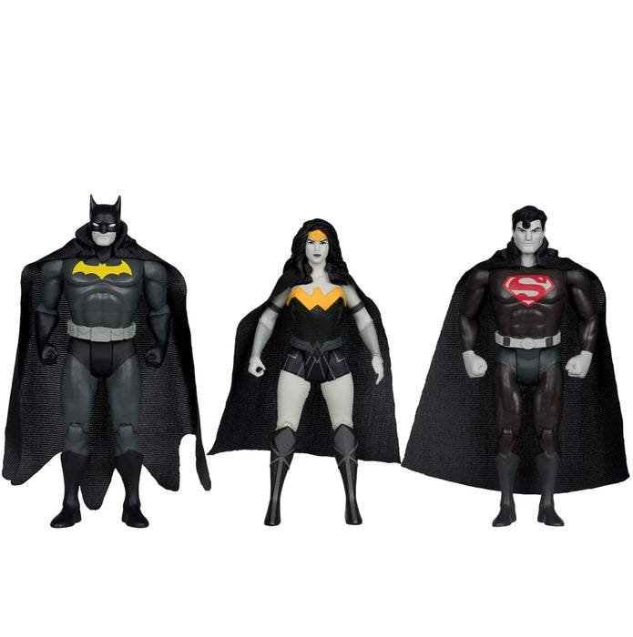 DC Super Powers Batman, Superman & Wonder Woman Black & White Accent Edition Gold - 3 Pack - SDCC