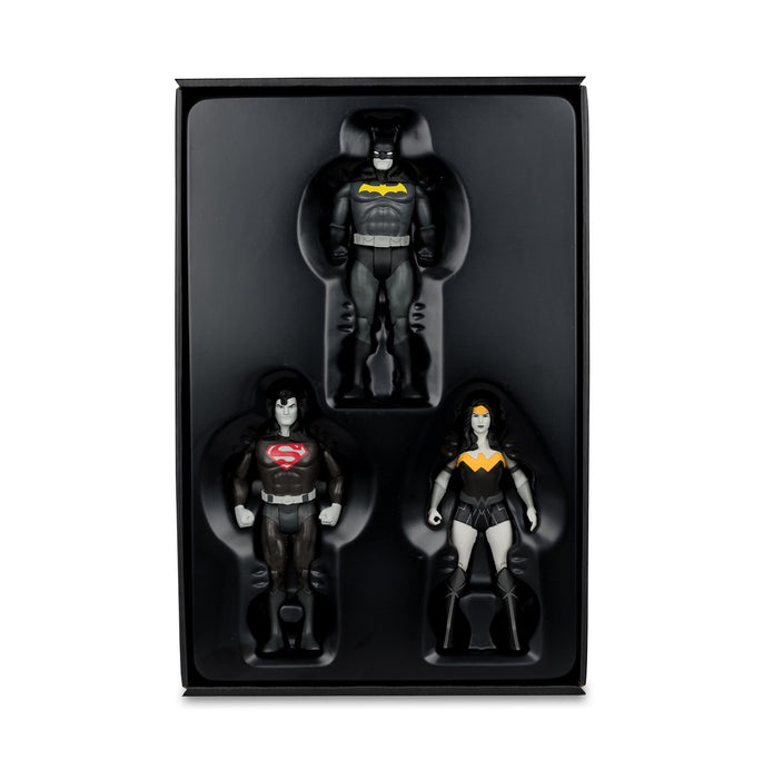 DC Super Powers Batman, Superman & Wonder Woman Black & White Accent Edition Gold - 3 Pack - SDCC