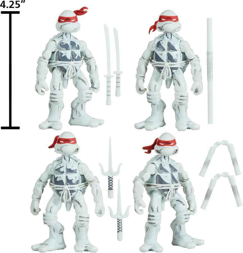 Teenage Mutant Ninja Turtles Classic Basic Retro 4 Inch Action Figure - Black & White Set of 4 with Comic Book - Collectables > Action Figures > toys -  PLAYMATES