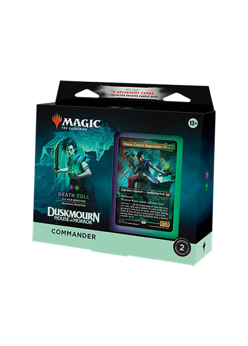 mtg duskmourn house of horror commander decks Duskmourn: Horror's Death Toll Deck Guide 1 deck box (can hold 100 sleeved cards) Magic: The Gathering Duskmourn: House