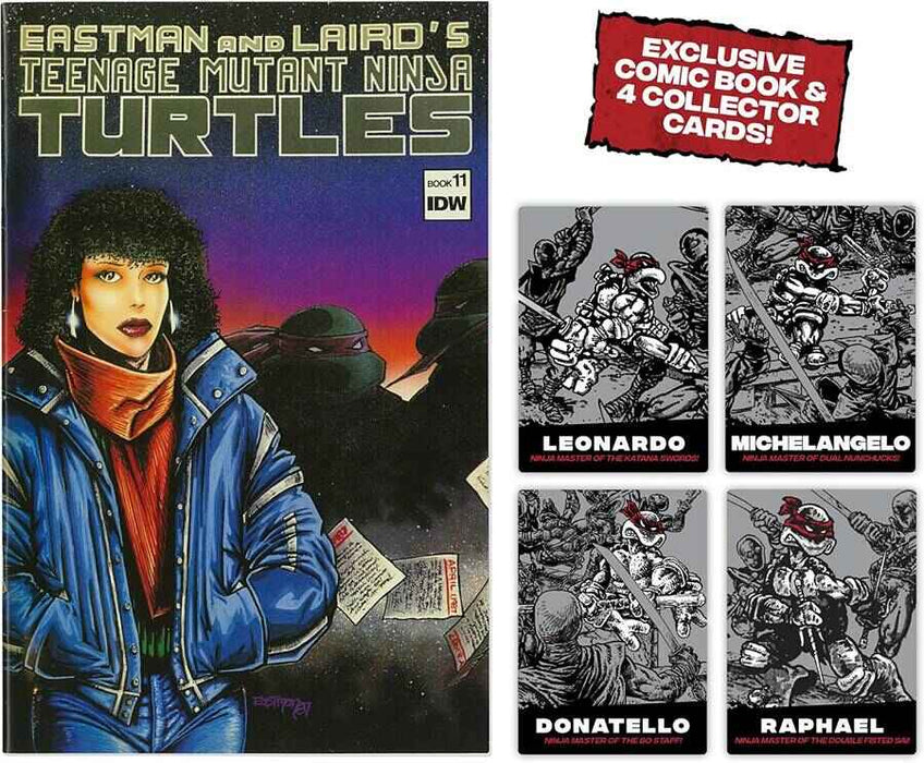 Teenage Mutant Ninja Turtles Classic Basic Retro 4 Inch Action Figure - Black & White Set of 4 with Comic Book