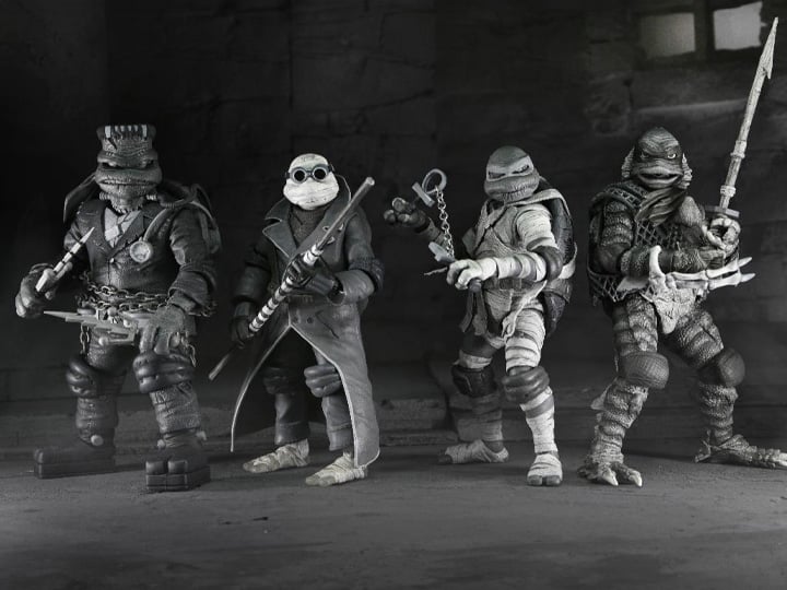 Universal Monsters x Teenage Mutant Ninja Turtles Turtles (Black & White) Action Figure 4-Pack - Action & Toy Figures -  Neca