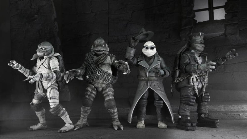 Universal Monsters x Teenage Mutant Ninja Turtles Turtles (Black & White) Action Figure 4-Pack - Action & Toy Figures -  Neca