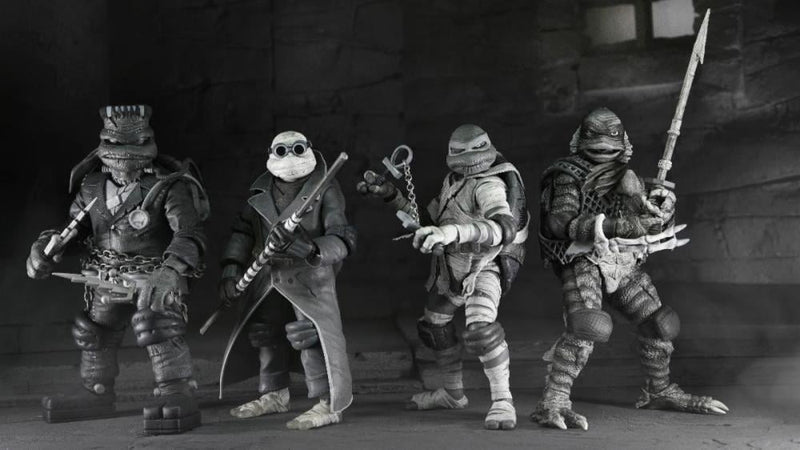 Universal Monsters x Teenage Mutant Ninja Turtles Turtles (Black & White) Action Figure 4-Pack - Action & Toy Figures -  Neca
