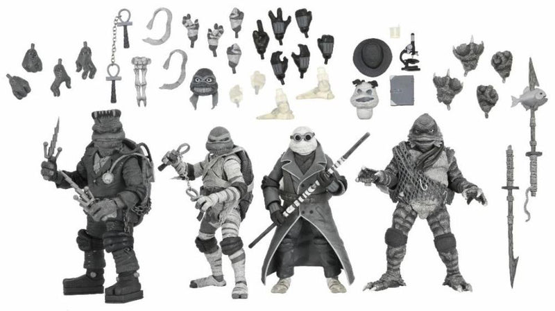 Universal Monsters x Teenage Mutant Ninja Turtles Turtles (Black & White) Action Figure 4-Pack - Action & Toy Figures -  Neca