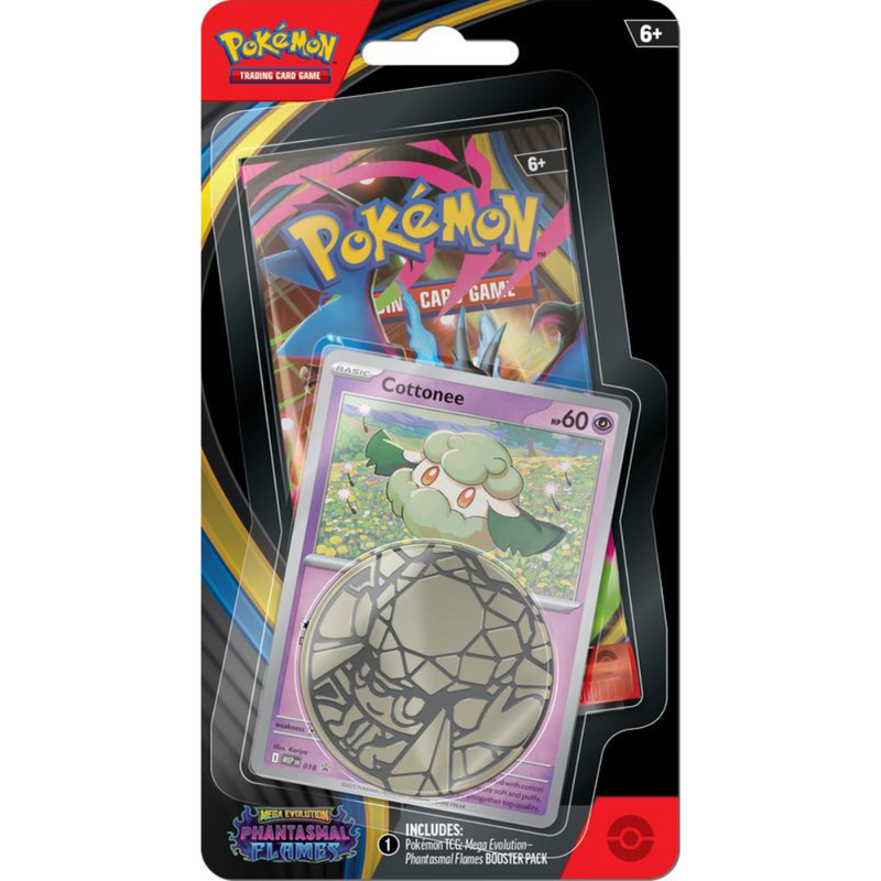 Pokémon TCG: Mega Evolution - Phantasmal Flames - Blister Pack - Checklane Blister - Cottonee Promo Card - Card Games > Collectables > TCG > CCG -  Pokemon TCG