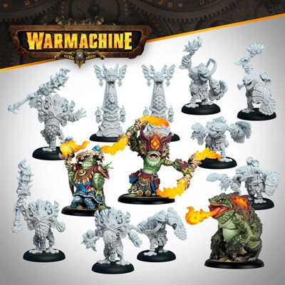 Warmachine - Southern Kriels Fire Tongue Warriors - Command Cadre - Miniature -  Steamforged Games