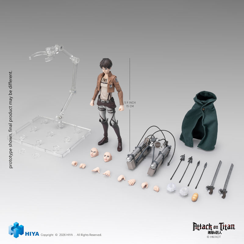 HIYA Attack on Titan Eren Yeager figure with all included accessories