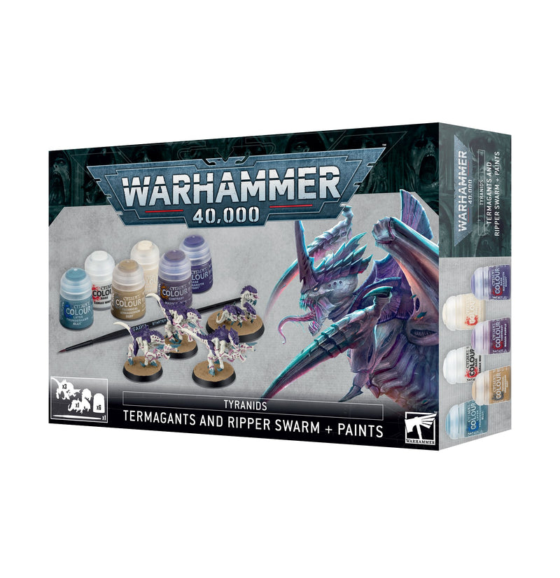 Warhammer 40,000 - Tyranids: Termagants and Ripper Swarm + Paints Set (ETB) - Miniature -  Games Workshop