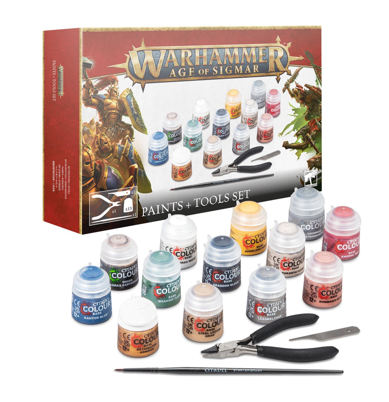 WARHAMMER AGE OF SIGMAR: PAINTS + TOOLS SET - Miniature > Accessories > Paint -  Games Workshop