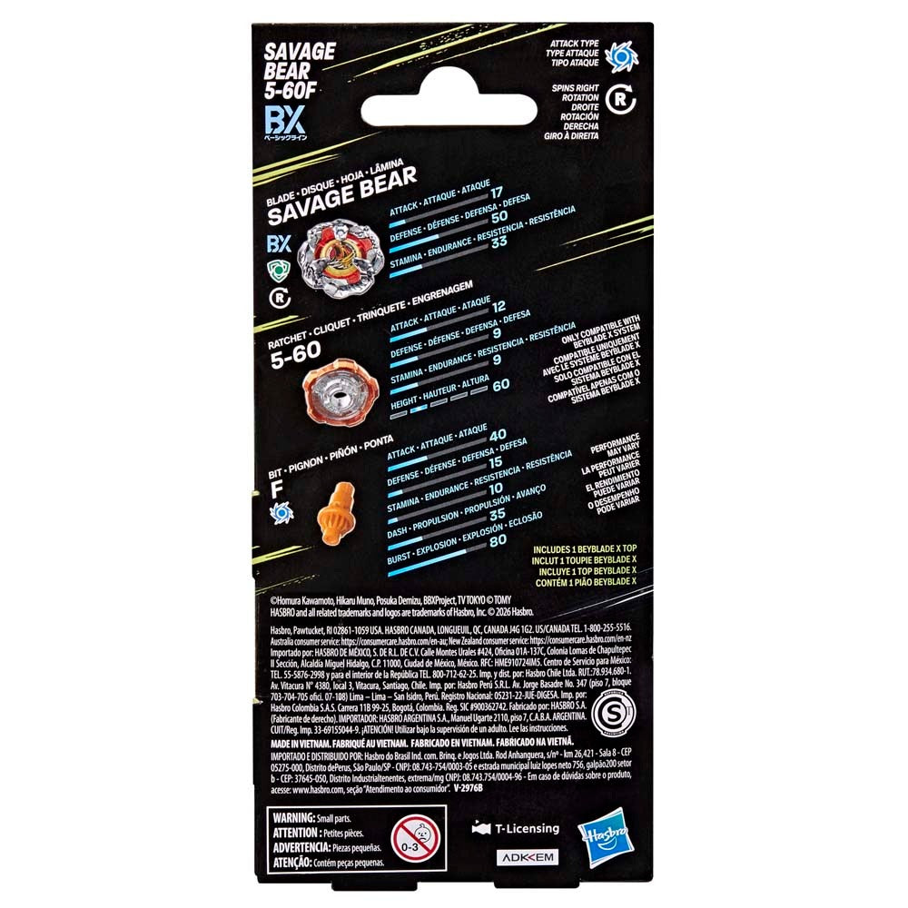 Beyblade X Savage Bear 5-60F BX Booster Pack — Toy Snowman