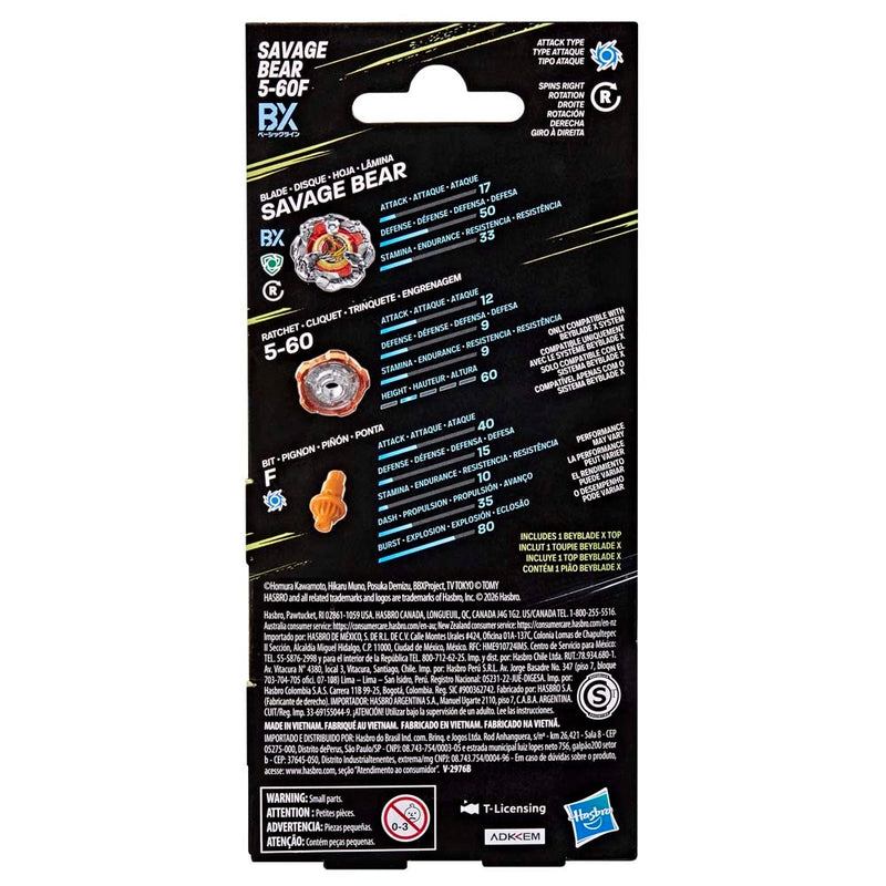 Beyblade X Savage Bear 5-60F BX Booster Pack