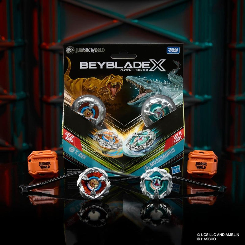 Beyblade X Jurassic World Collab T. Rex vs. Mosasaurus Multipack - Collectables > Action Figures > toys -  Hasbro