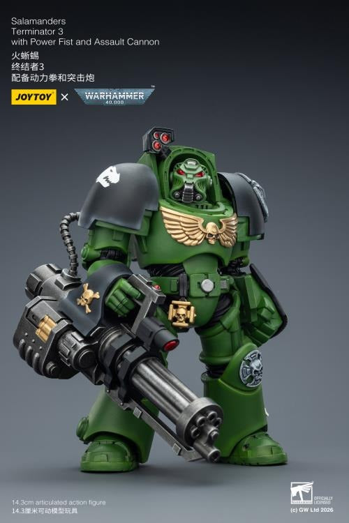 JoyToy - Warhammer 40K - Salamanders Terminator (Ver. 3) with Power Fist and Assault Cannon 1/18 Scale Action Figure