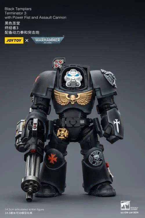 JoyToy - Warhammer 40K - Black Templars - Terminator (Ver. 3) with Power Fist and Assault Cannon 1/18 Scale Action Figure