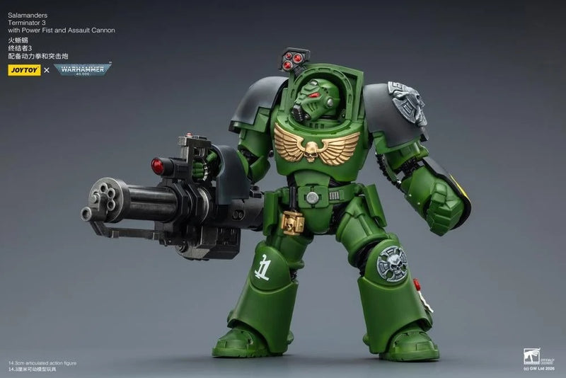 JoyToy - Warhammer 40K - Salamanders Terminator (Ver. 3) with Power Fist and Assault Cannon 1/18 Scale Action Figure