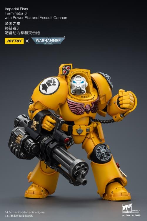 JoyToy - Warhammer 40K - Imperial Fists Terminator (Ver. 3) with Power Fist and Assault Cannon 1/18 Scale Action Figure