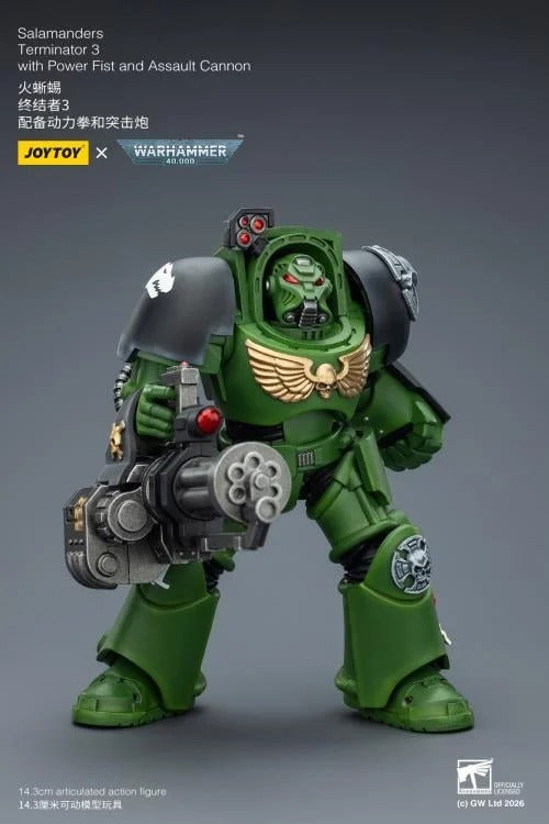 JoyToy - Warhammer 40K - Salamanders Terminator (Ver. 3) with Power Fist and Assault Cannon 1/18 Scale Action Figure