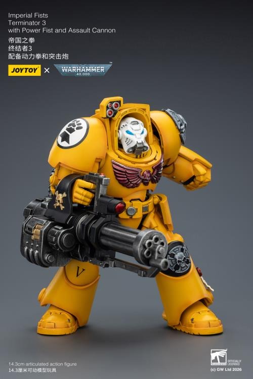 JoyToy - Warhammer 40K - Imperial Fists Terminator (Ver. 3) with Power Fist and Assault Cannon 1/18 Scale Action Figure