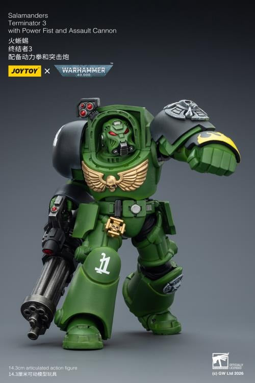 JoyToy - Warhammer 40K - Salamanders Terminator (Ver. 3) with Power Fist and Assault Cannon 1/18 Scale Action Figure