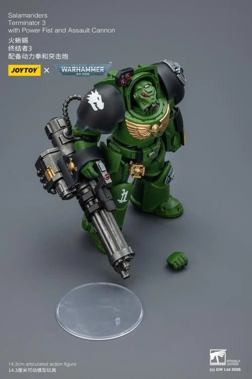 JoyToy - Warhammer 40K - Salamanders Terminator (Ver. 3) with Power Fist and Assault Cannon 1/18 Scale Action Figure