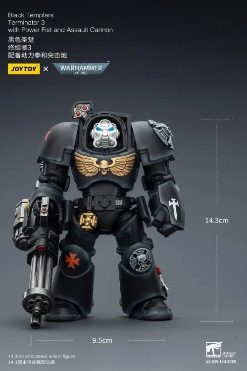 JoyToy - Warhammer 40K - Black Templars - Terminator (Ver. 3) with Power Fist and Assault Cannon 1/18 Scale Action Figure