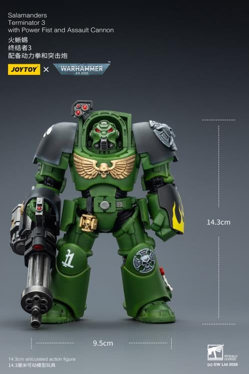JoyToy - Warhammer 40K - Salamanders Terminator (Ver. 3) with Power Fist and Assault Cannon 1/18 Scale Action Figure