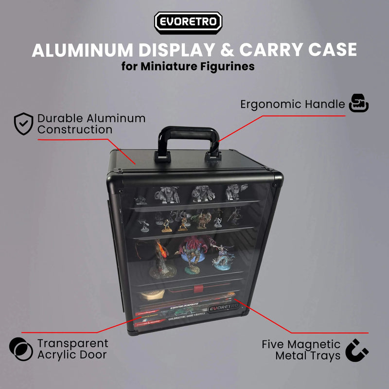 EVORETRO - Miniatures Display Case with 5 Magnetic Trays