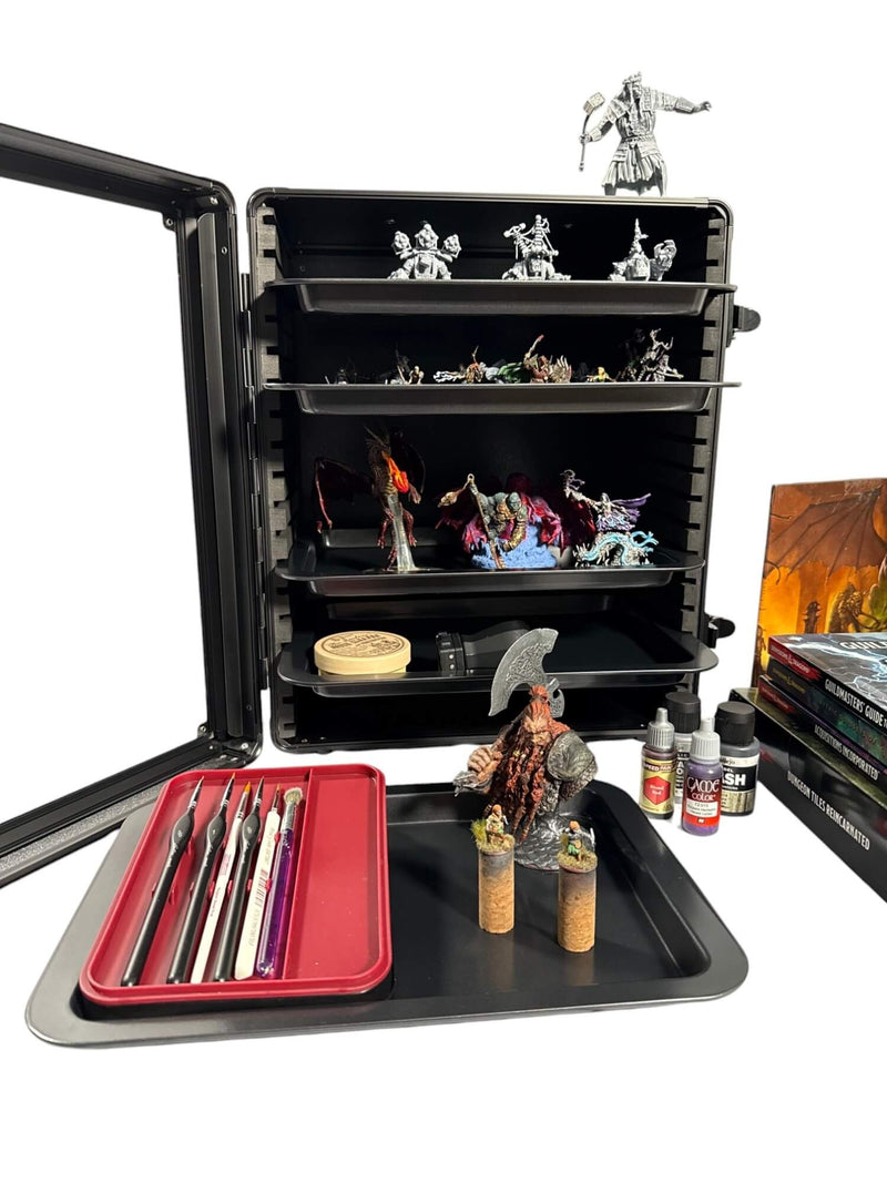 EVORETRO - Miniatures Display Case with 5 Magnetic Trays