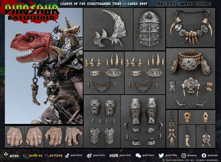 Dinosaur Battlefield - Carnotaurus Leader - White - 1/12 Scale Figure - Collectables > Action Figures > toys -  AxyToys