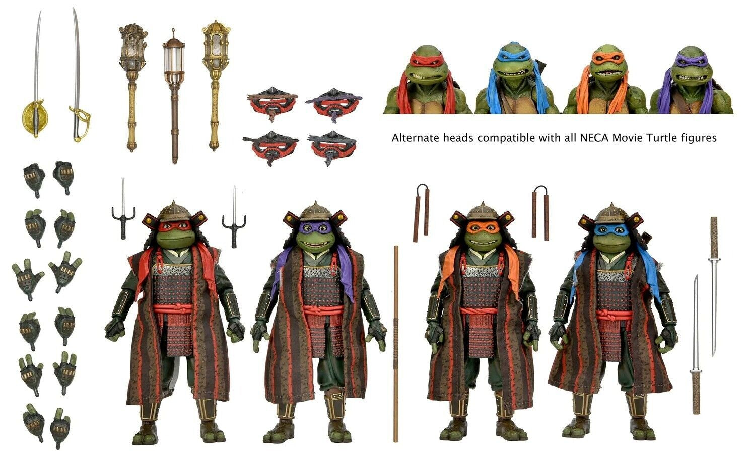 TMNT 映画3 サムライフィギュアセット Teenage Mutant Ninja Turtles 3 - Action Figures - Samurai Turtles