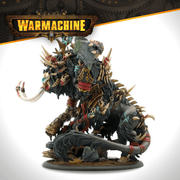 Warmachine Gorger painted miniature side view with tusked head and club