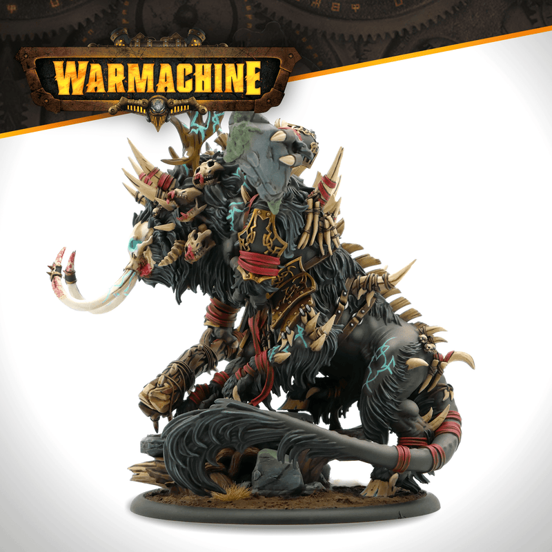 Warmachine Gorger painted miniature side view with tusked head and club