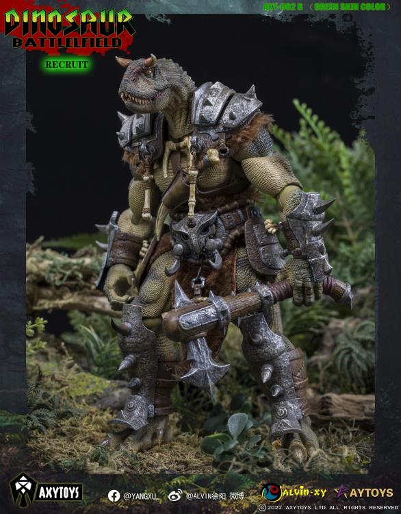 Dinosaur Battlefield Carnotaurus Warrior Recruit - Green - 1/12 Scale Figure (preorder) - Collectables > Action Figures > toys -  AxyToys