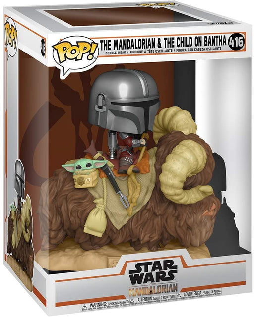 Star Wars: The Mandalorian Mando on Bantha with Child in Bag Deluxe Pop! Vinyl Figure - Toy Snowman